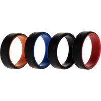 Silicone Wedding 2Layer Beveled 8mm Ring Set - Black by ROQ for Men - 4 x 16 mm Ring