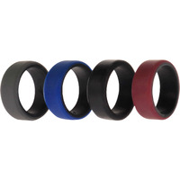 Silicone Wedding 2Layer Beveled 8mm Ring Set - Bordeaux by ROQ for Men - 4 x 7 mm Ring