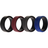 Silicone Wedding 2Layer Beveled 8mm Ring Set - Bordeaux by ROQ for Men - 4 x 9 mm Ring