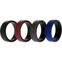 Silicone Wedding 2Layer Beveled 8mm Ring Set - Bordeaux by ROQ for Men - 4 x 11 mm Ring