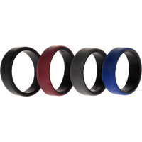 Silicone Wedding 2Layer Beveled 8mm Ring Set - Bordeaux by ROQ for Men - 4 x 14 mm Ring