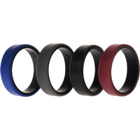 Silicone Wedding 2Layer Beveled 8mm Ring Set - Bordeaux by ROQ for Men - 4 x 15 mm Ring