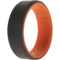 Silicone Wedding 2Layer Beveled 8mm Ring - Orange-Grey by ROQ for Men - 12 mm Ring