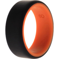 Silicone Wedding 2Layer Beveled 8mm Ring - Orange-Black by ROQ for Men - 8 mm Ring