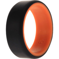 Silicone Wedding 2Layer Beveled 8mm Ring - Orange-Black by ROQ for Men - 9 mm Ring