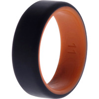 Silicone Wedding 2Layer Beveled 8mm Ring - Orange-Black by ROQ for Men - 11 mm Ring
