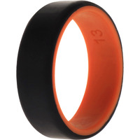 Silicone Wedding 2Layer Beveled 8mm Ring - Orange-Black by ROQ for Men - 13 mm Ring