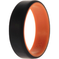 Silicone Wedding 2Layer Beveled 8mm Ring - Orange-Black by ROQ for Men - 15 mm Ring