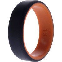 Silicone Wedding 2Layer Beveled 8mm Ring - Orange-Black by ROQ for Men - 16 mm Ring