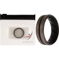 Silicone Wedding BR Middle Line Ring - Black-Silver by ROQ for Men - 11 mm Ring