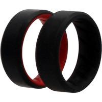 Silicone Wedding BR 8mm Edge Ring Set - Black-Red by ROQ for Men - 2 x 8 mm Ring