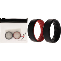 Silicone Wedding BR 8mm Edge Ring Set - Black-Red by ROQ for Men - 2 x 9 mm Ring