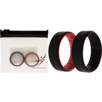 Silicone Wedding BR 8mm Edge Ring Set - Black-Red by ROQ for Men - 2 x 11 mm Ring