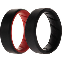 Silicone Wedding BR 8mm Edge Ring Set - Black-Red by ROQ for Men - 2 x 12 mm Ring