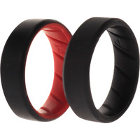 Silicone Wedding BR 8mm Edge Ring Set - Black-Red by ROQ for Men - 2 x 14 mm Ring