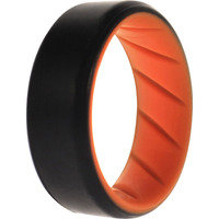 Silicone Wedding BR 8mm Edge Ring - Orange-Black by ROQ for Men - 7 mm Ring