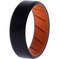 Silicone Wedding BR 8mm Edge Ring - Orange-Black by ROQ for Men - 11 mm Ring