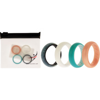 Silicone Wedding BR Solid Ring Set - Turquoise-Rose by ROQ for Women - 4 x 4 mm Ring
