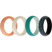 Silicone Wedding BR Solid Ring Set - Turquoise-Rose by ROQ for Women - 4 x 5 mm Ring