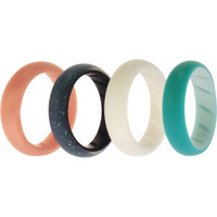 Silicone Wedding BR Solid Ring Set - Turquoise-Rose by ROQ for Women - 4 x 6 mm Ring
