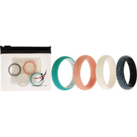Silicone Wedding BR Solid Ring Set - Turquoise-Rose by ROQ for Women - 4 x 7 mm Ring