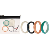 Silicone Wedding BR Solid Ring Set - Turquoise-Rose by ROQ for Women - 4 x 10 mm Ring