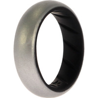 Silicone Wedding BR Solid Ring - Black-Silver by ROQ for Women - 5 mm Ring