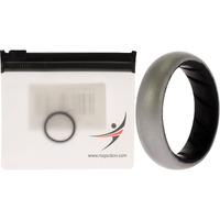 Silicone Wedding BR Solid Ring - Black-Silver by ROQ for Women - 6 mm Ring