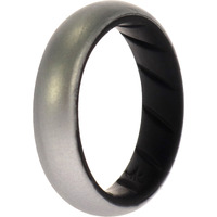 Silicone Wedding BR Solid Ring - Black-Silver by ROQ for Women - 7 mm Ring
