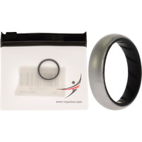 Silicone Wedding BR Solid Ring - Black-Silver by ROQ for Women - 8 mm Ring