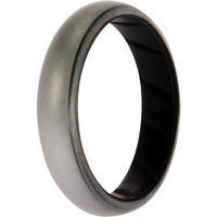 Silicone Wedding BR Solid Ring - Black-Silver by ROQ for Women - 9 mm Ring