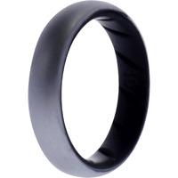 Silicone Wedding BR Solid Ring - Black-Silver by ROQ for Women - 10 mm Ring