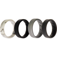 Silicone Wedding BR 8mm Edge Ring Set - Basic-Marble by ROQ for Men - 4 x 11 mm Ring