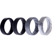 Silicone Wedding BR 8mm Edge Ring Set - Basic-Marble by ROQ for Men - 4 x 12 mm Ring