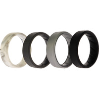 Silicone Wedding BR 8mm Edge Ring Set - Basic-Marble by ROQ for Men - 4 x 14 mm Ring