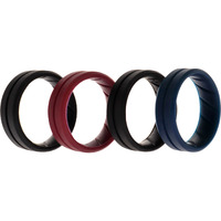 Silicone Wedding BR Middle Line Ring Set - Basic-Bordo by ROQ for Men - 4 x 10 mm Ring