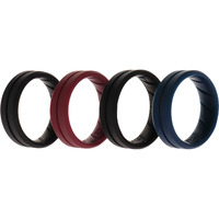 Silicone Wedding BR Middle Line Ring Set - Basic-Bordo by ROQ for Men - 4 x 13 mm Ring