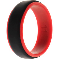 Silicone Wedding 2Layer Step Ring - Red-Black by ROQ for Men - 11 mm Ring
