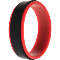 Silicone Wedding 2Layer Step Ring - Red-Black by ROQ for Men - 14 mm Ring