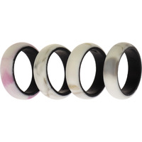 Silicone Wedding 2Layer Ring Set - Bordo-Marble by ROQ for Women - 4 x 4 mm Ring
