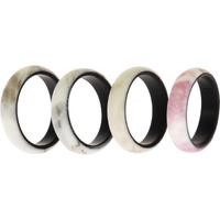 Silicone Wedding 2Layer Ring Set - Bordo-Marble by ROQ for Women - 4 x 8 mm Ring