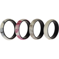 Silicone Wedding 2Layer Ring Set - Bordo-Marble by ROQ for Women - 4 x 9 mm Ring