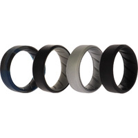 Silicone Wedding BR 8mm Edge Ring Set - Black-Blue-Camo by ROQ for Men - 4 x 8 mm Ring