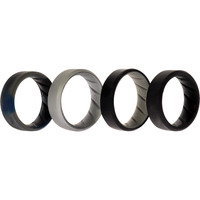 Silicone Wedding BR 8mm Edge Ring Set - Black-Blue-Camo by ROQ for Men - 4 x 9 mm Ring