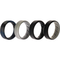 Silicone Wedding BR 8mm Edge Ring Set - Black-Blue-Camo by ROQ for Men - 4 x 10 mm Ring