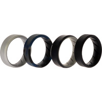 Silicone Wedding BR 8mm Edge Ring Set - Black-Blue-Camo by ROQ for Men - 4 x 11 mm Ring