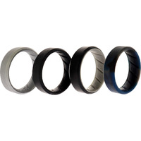 Silicone Wedding BR 8mm Edge Ring Set - Black-Blue-Camo by ROQ for Men - 4 x 12 mm Ring