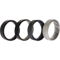 Silicone Wedding BR 8mm Edge Ring Set - Black-Blue-Camo by ROQ for Men - 4 x 13 mm Ring