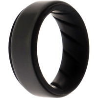 Silicone Wedding BR Step Ring - Black-Grey by ROQ for Men - 7 mm Ring