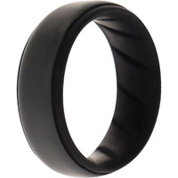 Silicone Wedding BR Step Ring - Black-Grey by ROQ for Men - 9 mm Ring